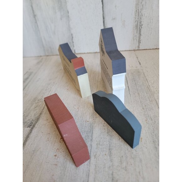 Wooden cats meow village drug store Snowman house shelf sitter set - Picture 9 of 9